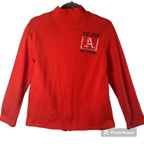 Arkansas Razorbacks Women's Jacket Small Full Zip Mock Collar Bling Made in USA - Picture 2 of 13